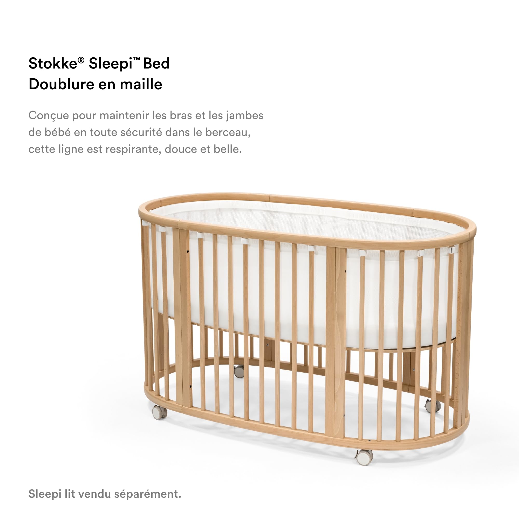 Stokke Sleepi revêtement en Maille V3, Blanc - Maille 3D Respirante pour Un Sommeil en Toute sécurité - Compatible avec Le lit Sleepi - Lavable en Machine