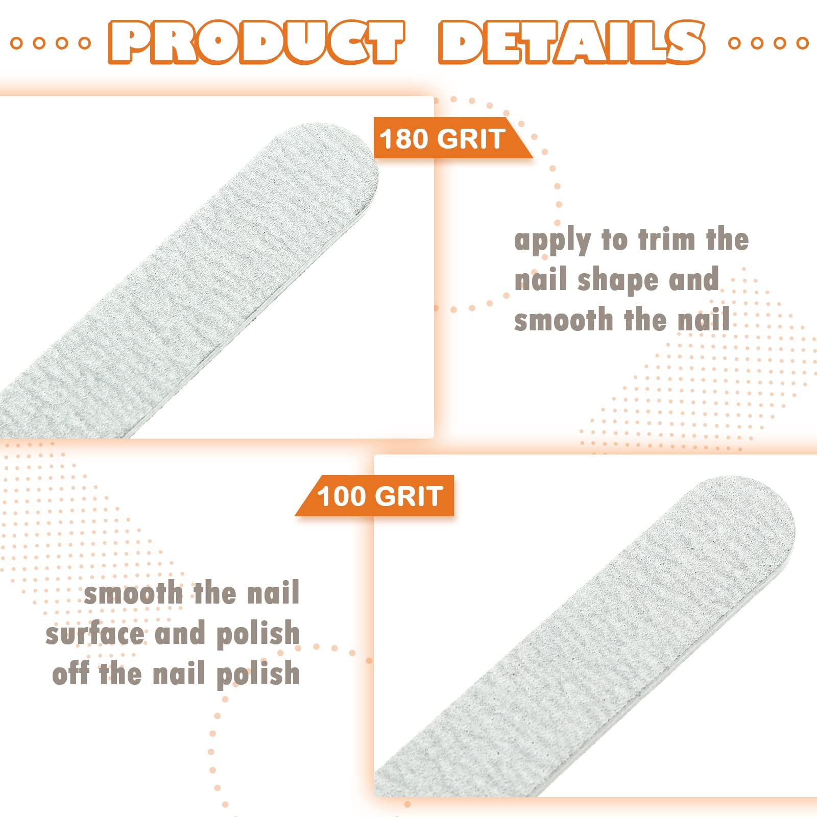100 limas de uñas de grano 100180, tablero de esmeril de doble cara, herramienta de pedicura, limas de uñas envueltas individualmente para mujeres y hombres, uñas naturales, suministros para el