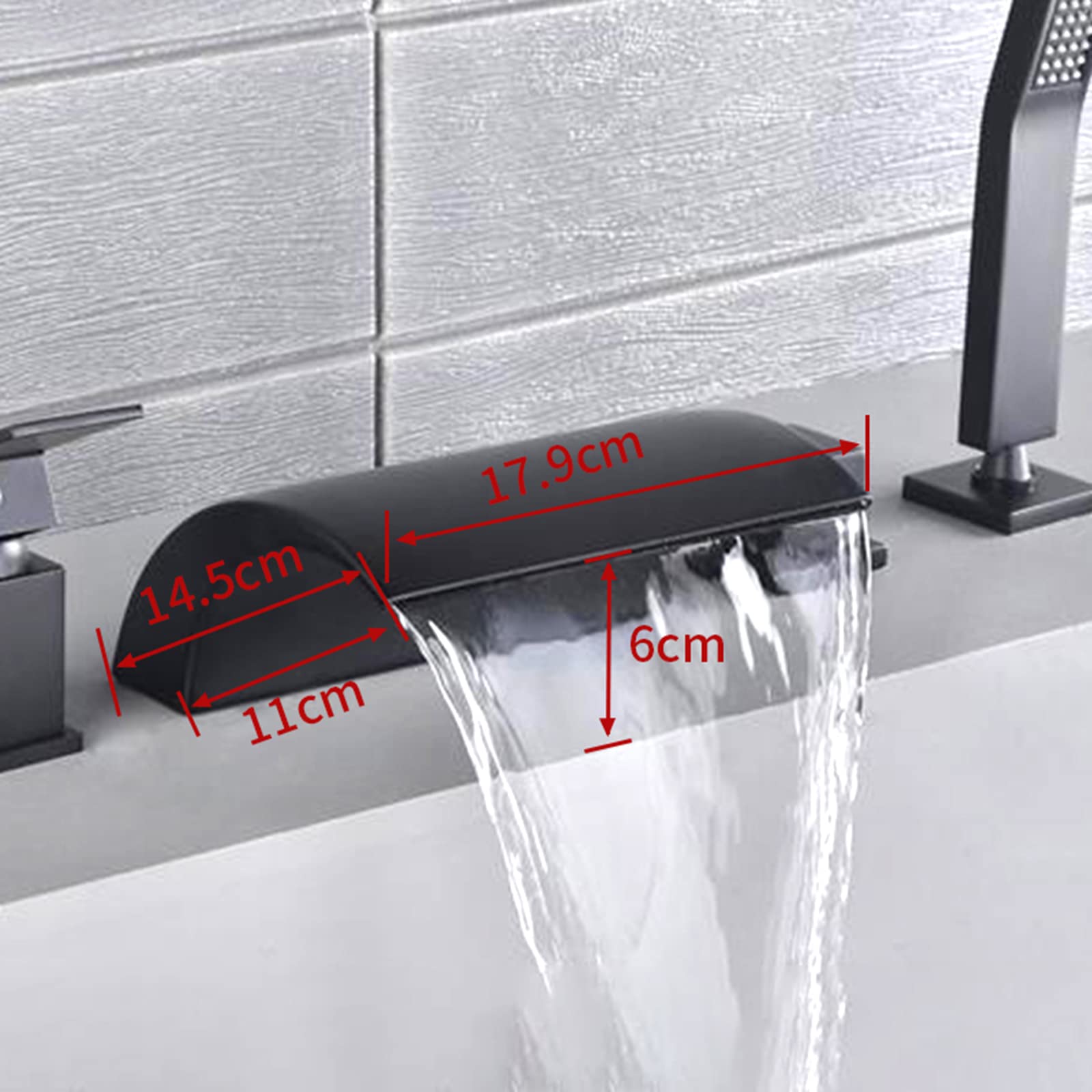 Quadratisches Messing-Badewannen-Wasserhahn-Steuerventil, Wasserfall-Kaskaden-Mischbatterie, Ceic Cartrid, ideal für Badewannen und Duschköpfe, Slish Badezimmer-Zubehör