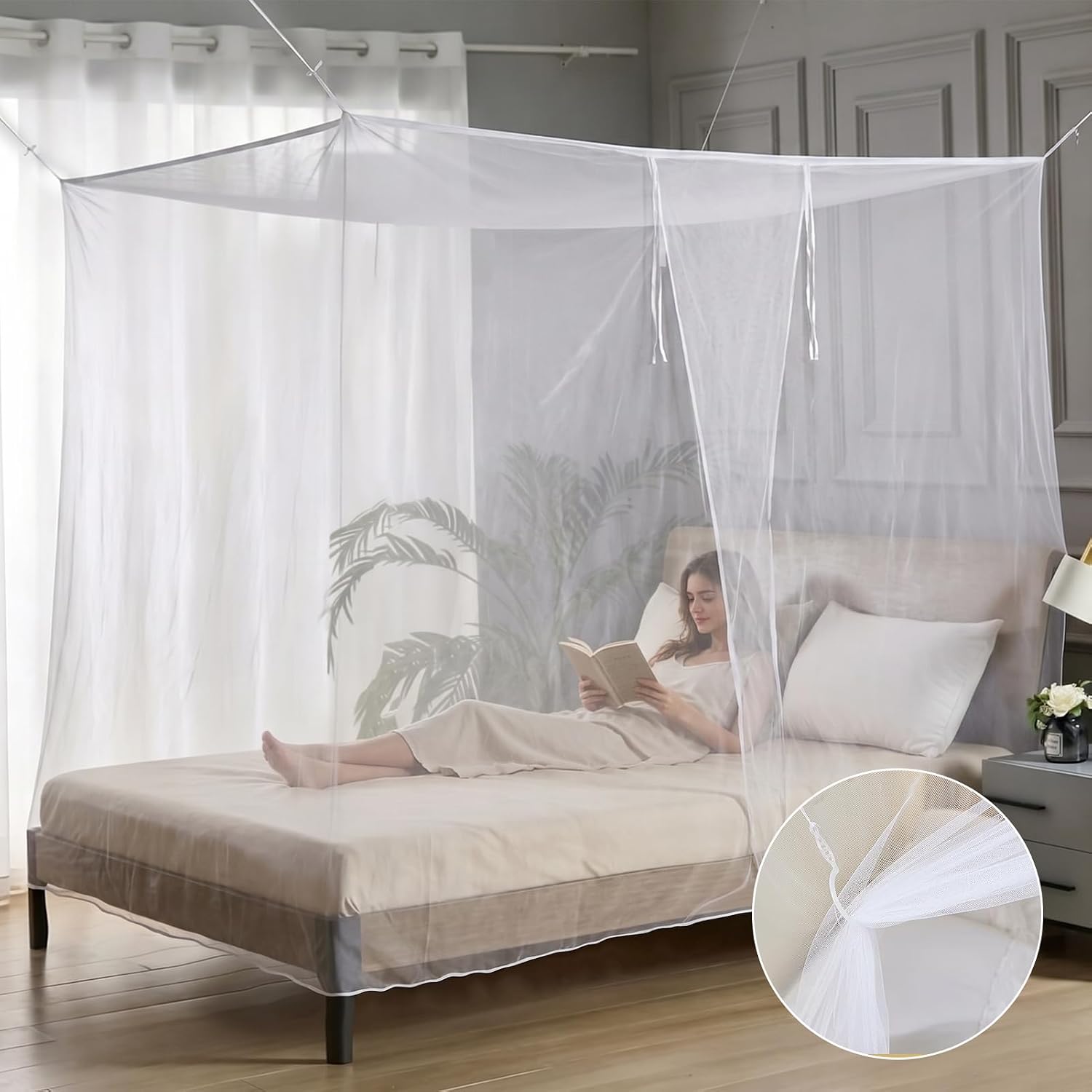 4 Corners Mosquito Net Mosquiteros Cameros Para Cuba Bed Canopies Bedding Drapes for Home Decor Outdoor Travel Screen Tent with 1 Opening（ L79 X W79 X H79 Inch )