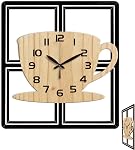 Wall Clock Teapot Pattern Non-Ticking Clock Irregular Shape Decorative Clocks Teapot Flat Printing Wall Clocks for Home Office Decoration, 12.99x13.58 inch