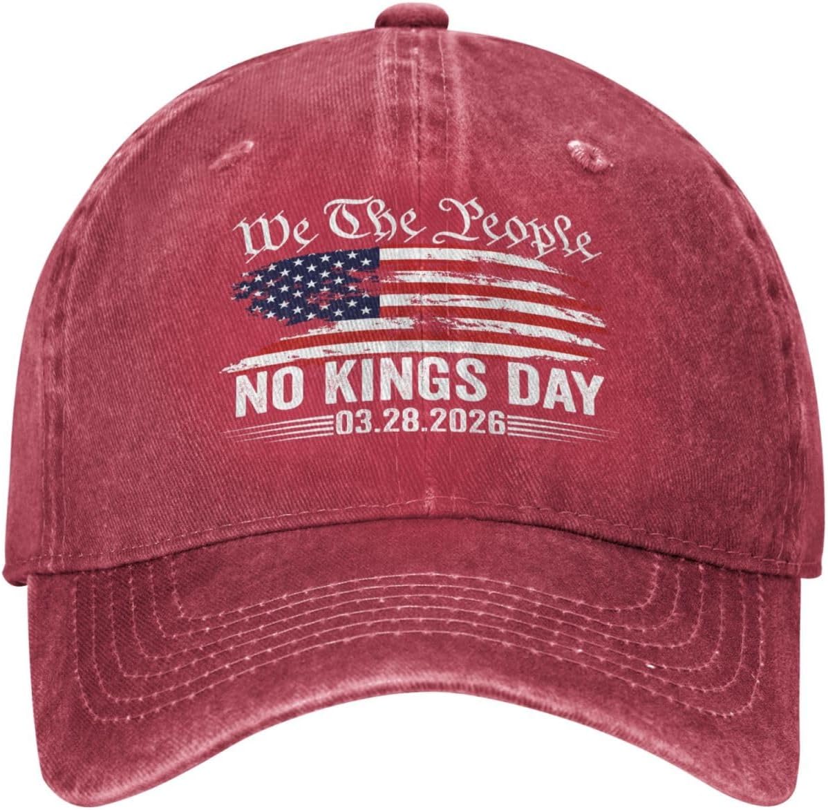 No Kings Day March 28 2026 hat March 2026 No Kings Protests Washed Cotton Baseball Cap Retro Dad Hat Natural