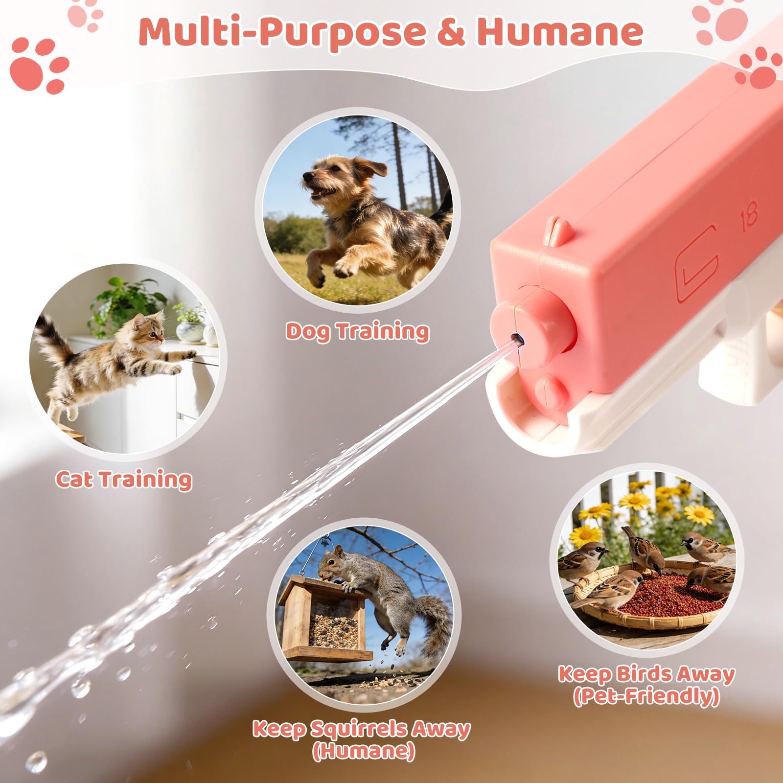 Lot de 2 pulvérisateurs pour chats et chiens - Pistolet de pulvérisation d'eau dissuasif pour chiens et animaux de compagnie - Réservoir d'eau amovible pour réduire les fuites