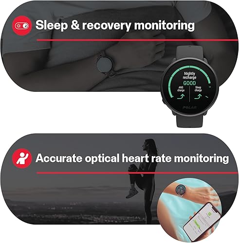 Vista 27 de POLAR Ignite 3 Series - Reloj inteligente de seguimiento de actividad física con pantalla AMOLED, GPS, monitoreo de frecuencia cardíaca, análisis