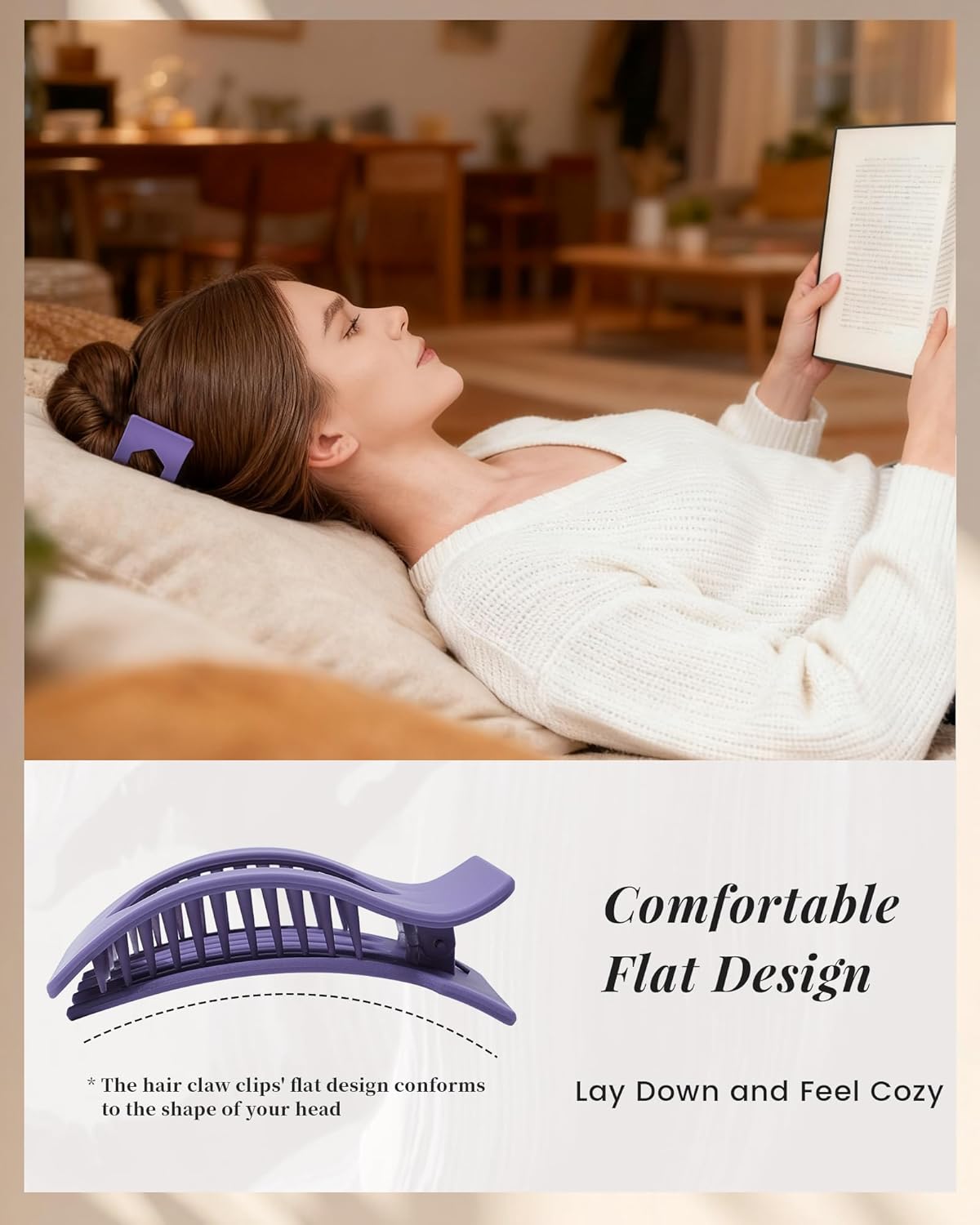 Mesovor 6 Pack Flat Claw Clips for Women, Strong Hold French Flat Hair Clips for Thick Thin Hair | 3.94" Nonslip Large Square Lay Flat Hairclips (Morandi Matte) - Image 4