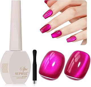 Hot Pink Cat Eye Gel Polish, 15ML Glass Moonlight Cateye Gel Nail Polish Jelly Shimmer Glitter Effect Soak Off Salon DIY at Home