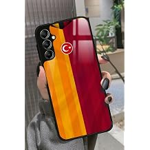 Samsung Galaxy M34 ile Uyumlu Futbol Tak m  Tasar ml  Glossy Premium K l f, Turuncu-K rm z
