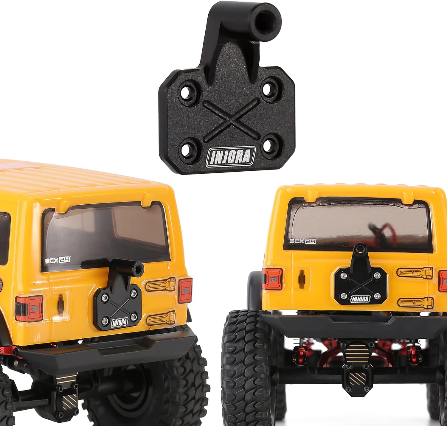 INJORA Spare Tire Carrier Wheel Mount Holder CNC Aluminum Spare Tire Carrier for Axial SCX24 JLU AXI00002 4Runner 1/24 RC Crawler Upgrade Parts
