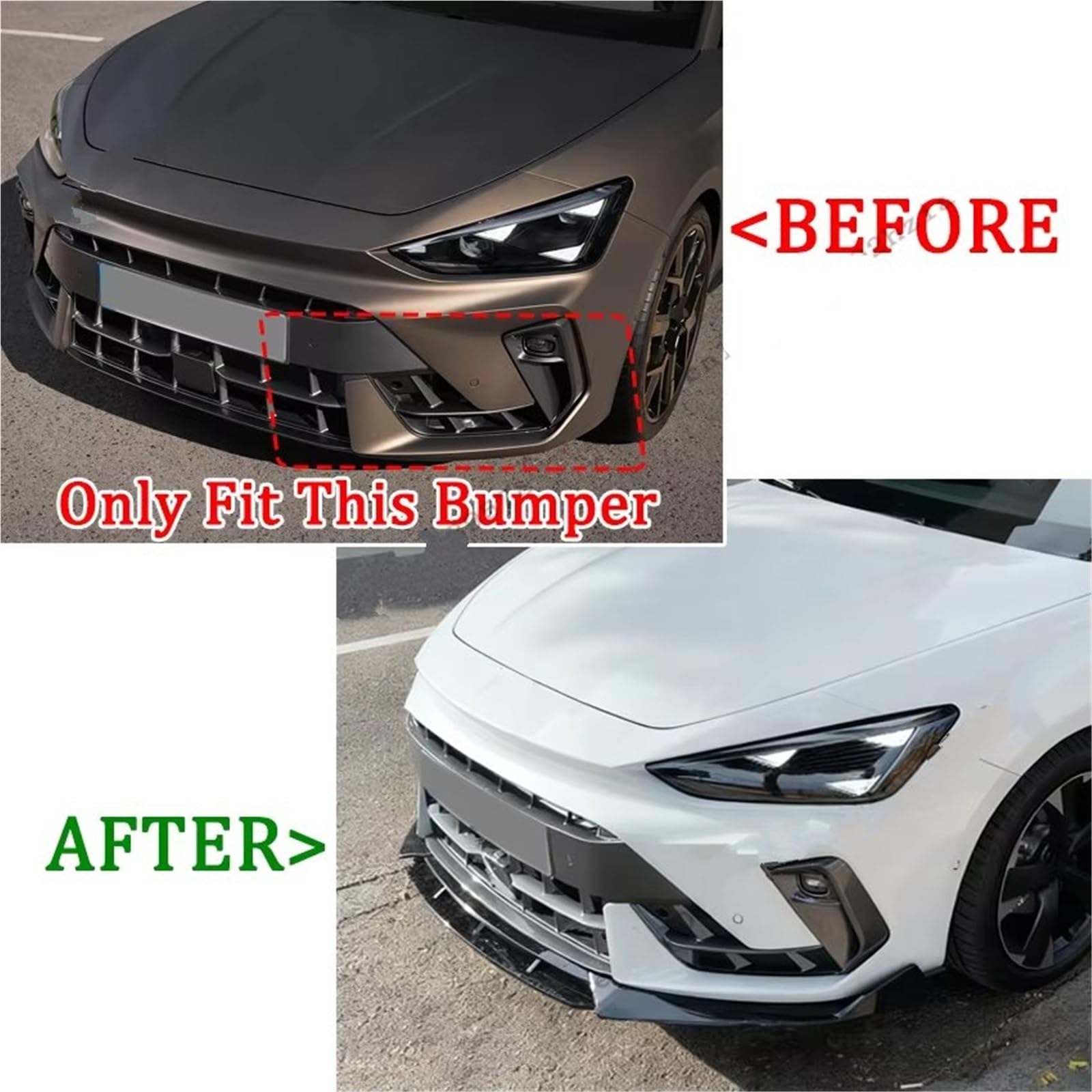Parachoques Delantero Coche Spoiler 4 Piezas Difusor Parachoques Delantero Alerón Barbilla para Cupra Leon VZ para TSI Sportstourer VZ 2024 2025 Kit Carrocería Kit lip