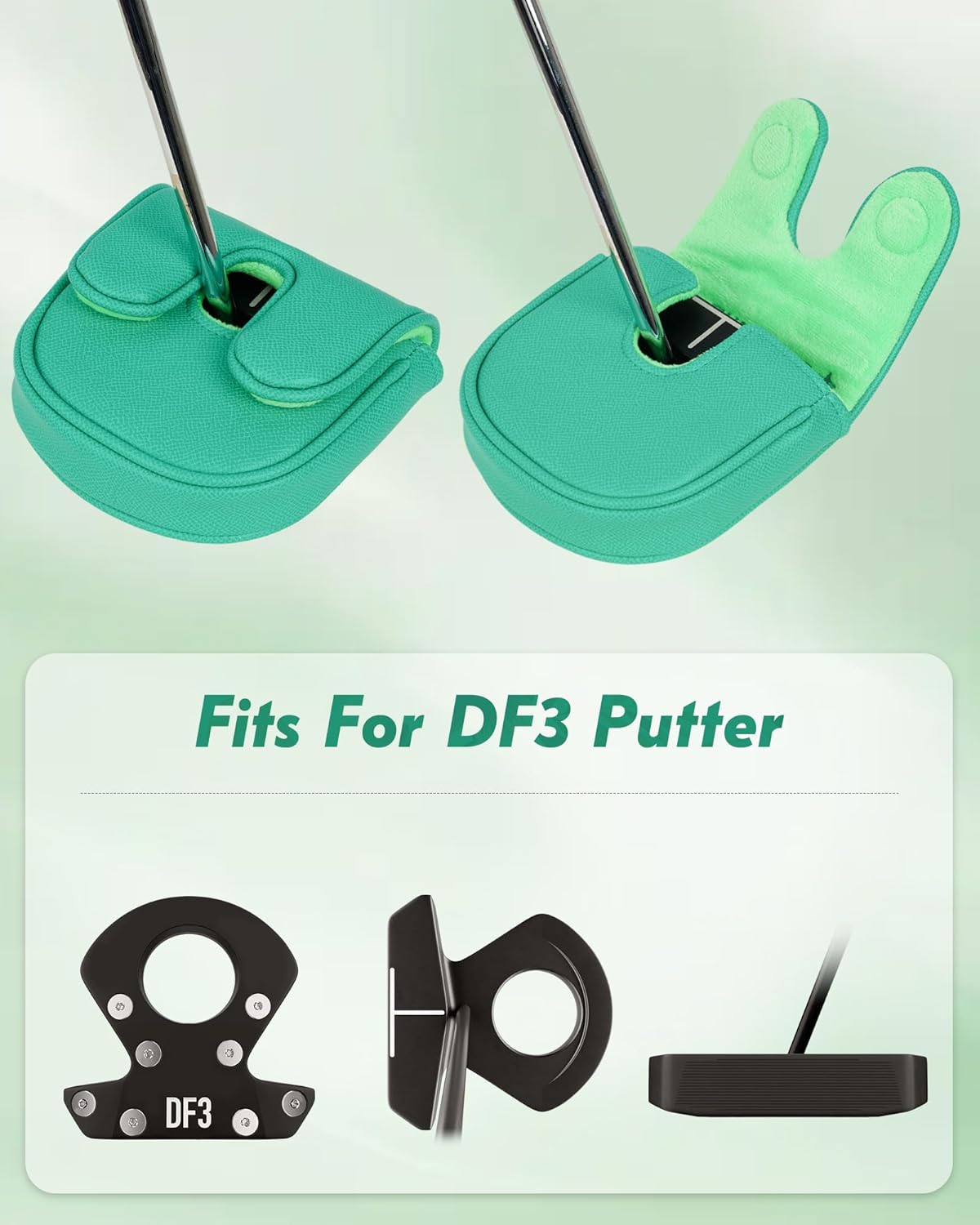 Big Teeth Golf Putter Covers Df3 Mallet Putter Headcover Magnetic Closure, Df3 Putter Cover Headcover Leather Mallet Putter Covers for Df3 Putter