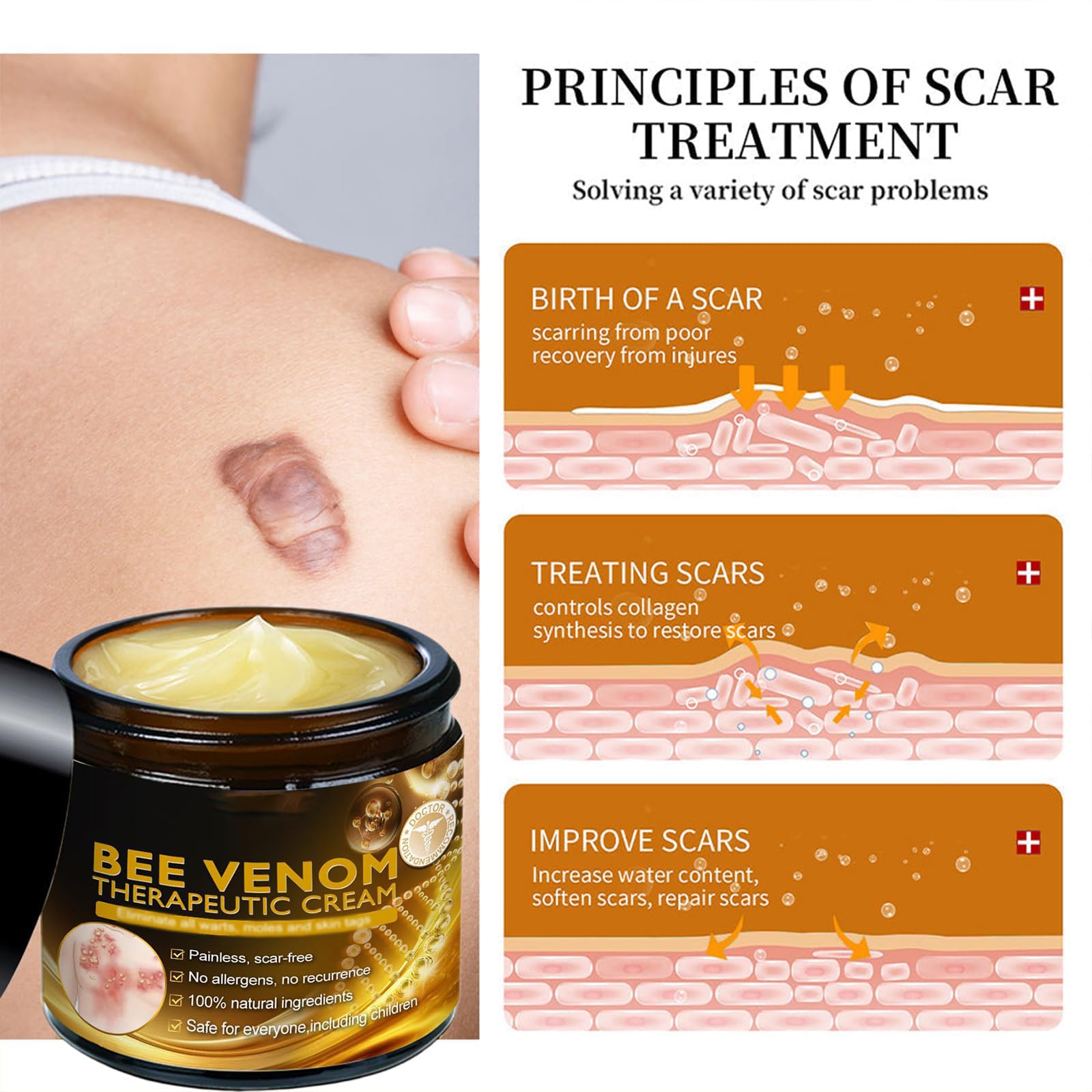 DEJIN Bee Venom Skin Treatment Cream: Professional Bee Venom Repair & Moisturizing Cream for All Skin Types - Hydrating Formula - Image 2