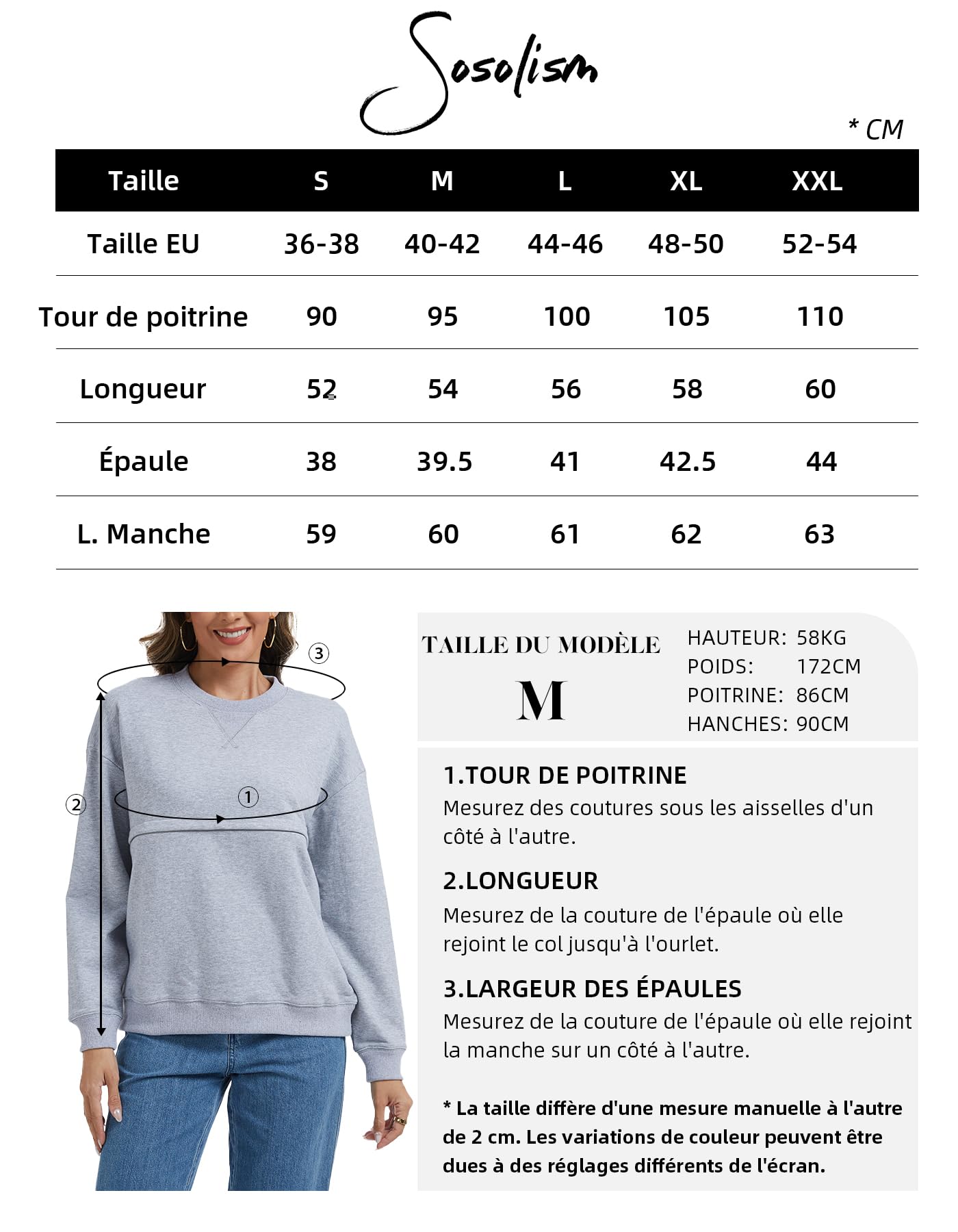 Sosolism Hauts d’Allaitement en Coton Sweat à Capuche Zippé