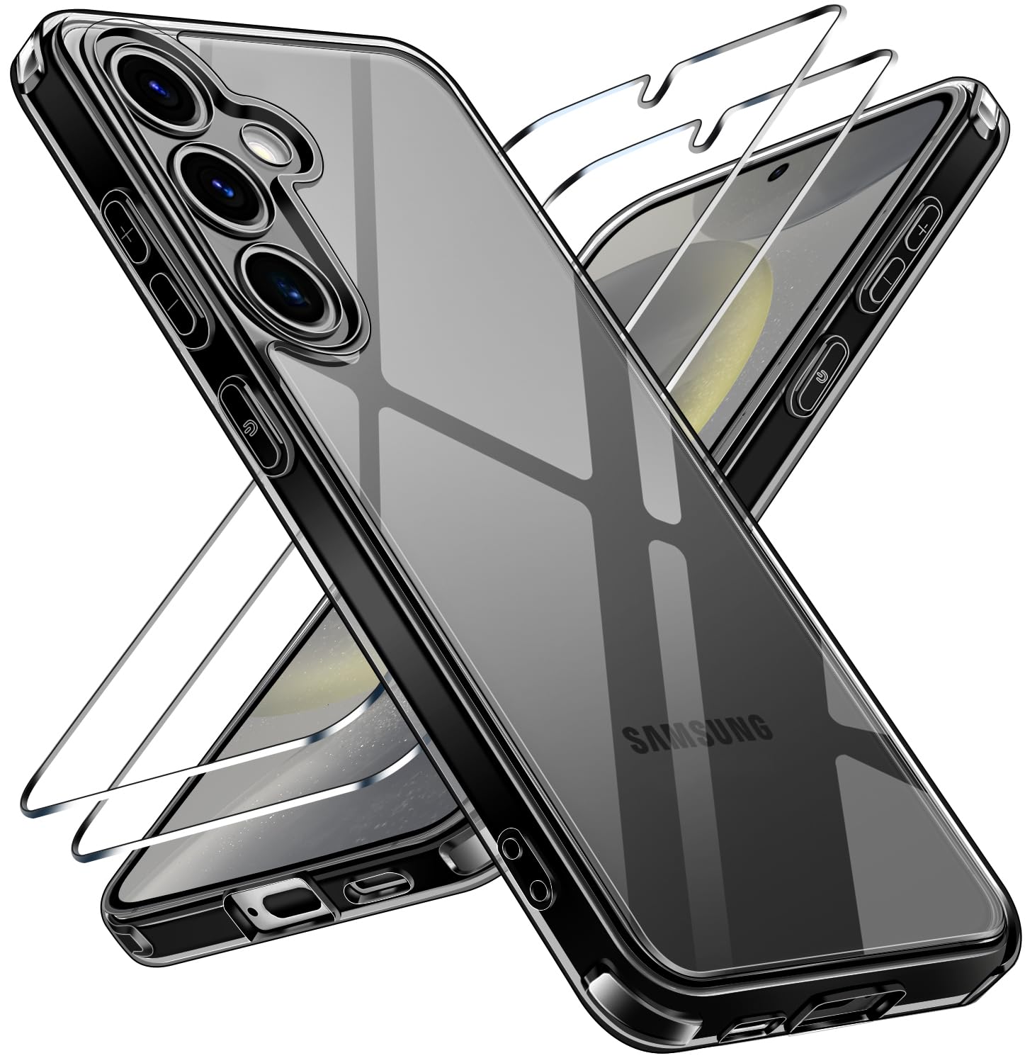 ivoler Anti-Jaunissement HD Clair Coque pour Samsung Galaxy S24 5G avec 2 Pièces