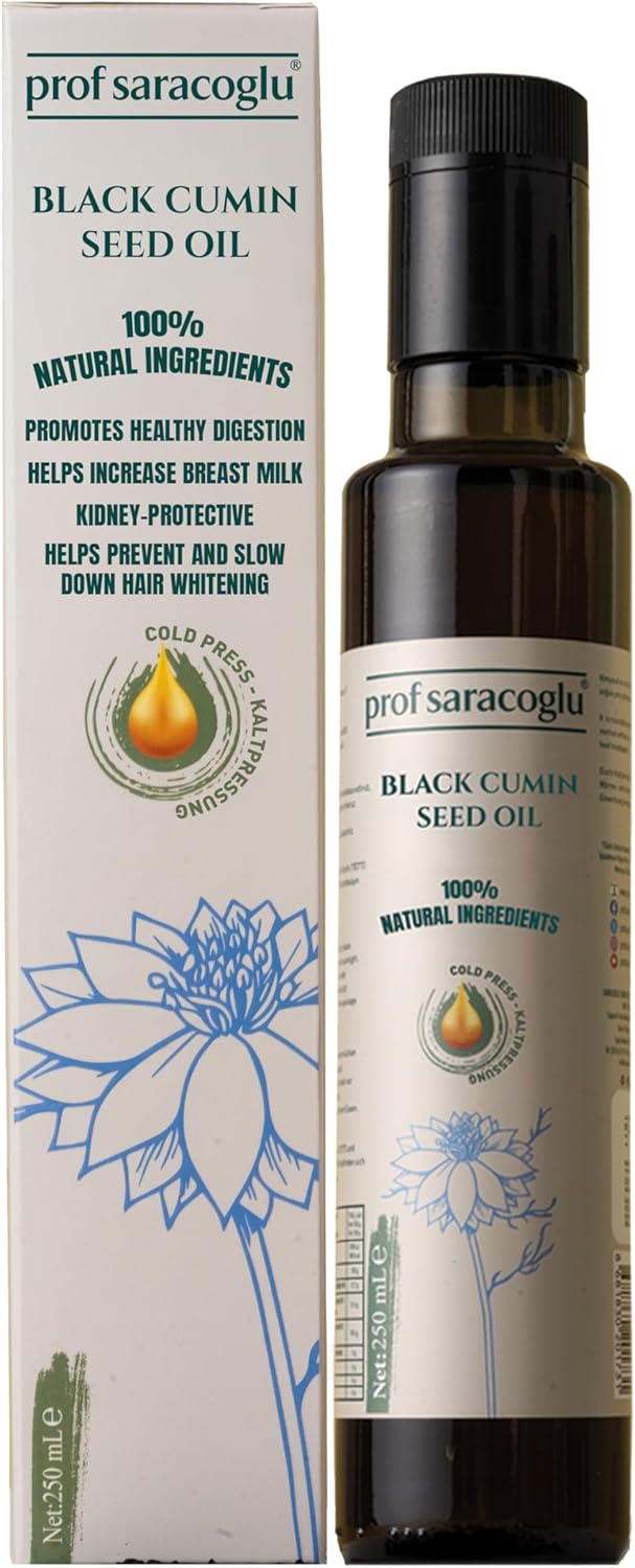 Cold Pressed Black Cumin Seed Oil – Cold Extracted Nigella Sativa from Black Cumin Seeds, Unrefined and Solvent-Free Herbal Oil for Hair and Skin, 8.45 fl oz