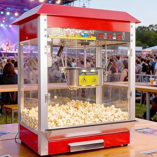 Miniatura 3 de Máquina de palomitas de maíz de 1300 W que hace hasta 10 porciones, máquina comercial de palomitas de maíz para encimera con control de 3