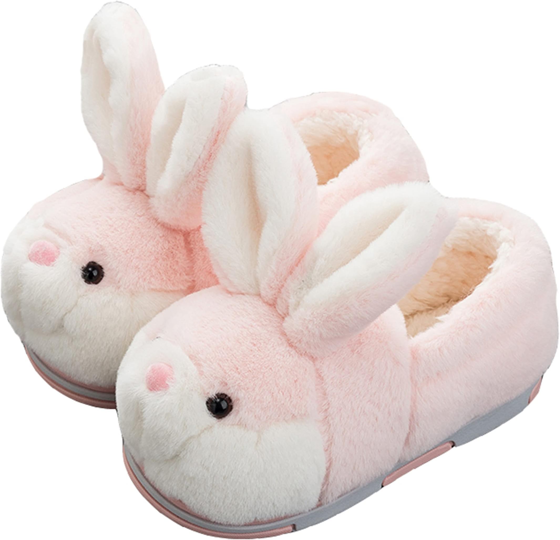 YILANLAN Women's Cute Bunny Animals Slippers Interesting Comfortable Furry Slippers Soft Plush Winter season Keep warm Home Slippers