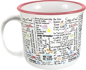 Ceramic Camper Mug, 14oz - Microwave & Dishwasher Safe, Motivational Quotes