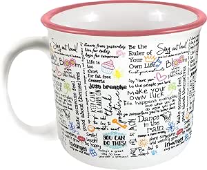 Spoontiques Ceramic Camper Mug, 14oz - Microwave & Dishwasher Safe, for Cold & Hot Beverages - Positive Affirmations