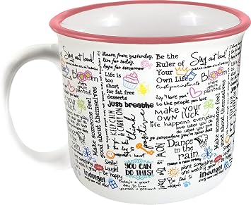 Spoontiques Ceramic Camper Mug, 14oz - Microwave & Dishwasher Safe, for Cold & Hot Beverages - Positive Affirmations