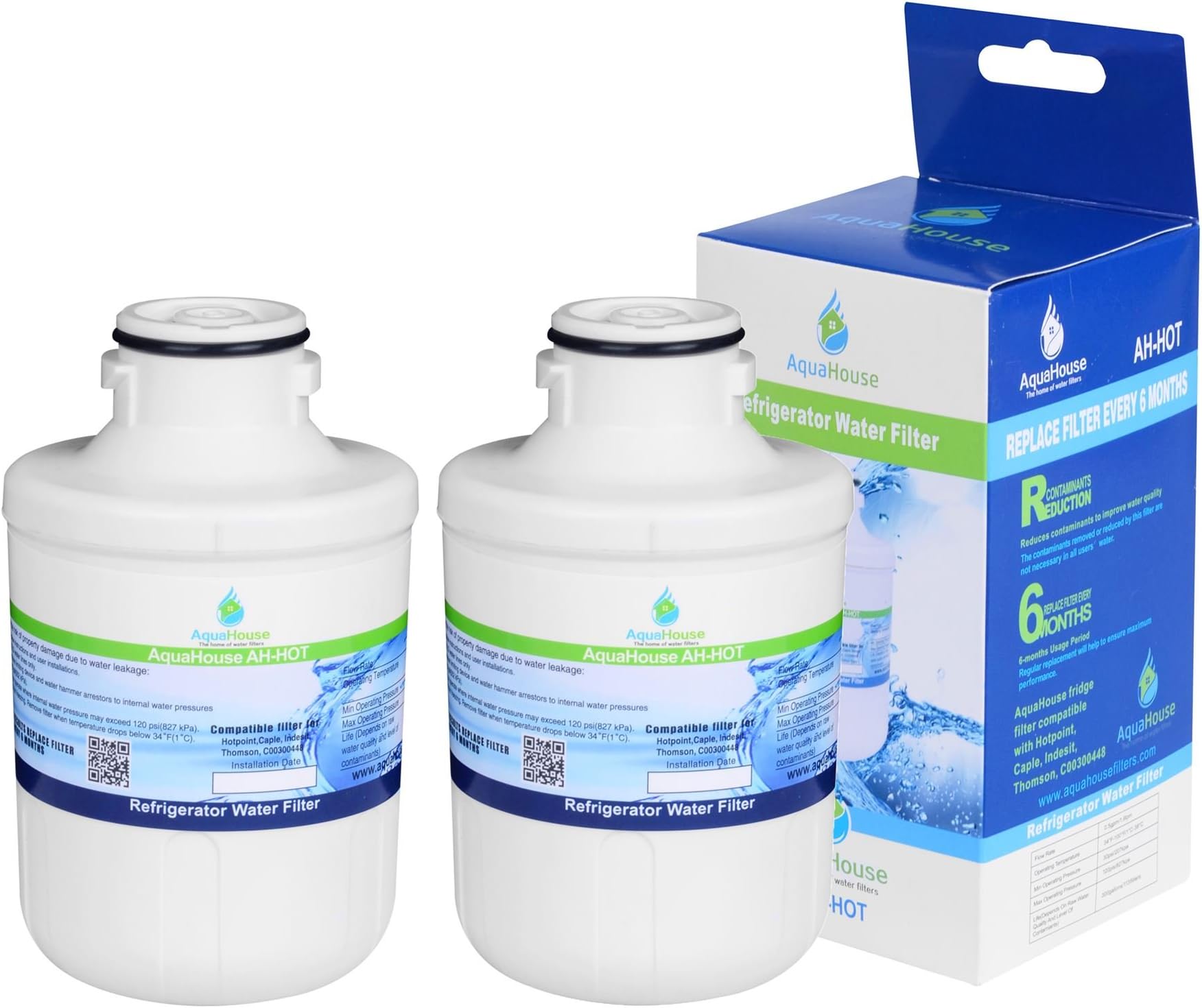 2X AH-HOT Water Filter for CDA, Thomson THSBS90WDWH / Hotpoint SXBD922FWD / Caple CAFF205 / Indesit C00300448 / Ariston/Electrolux - MFCMG14211F Compatible