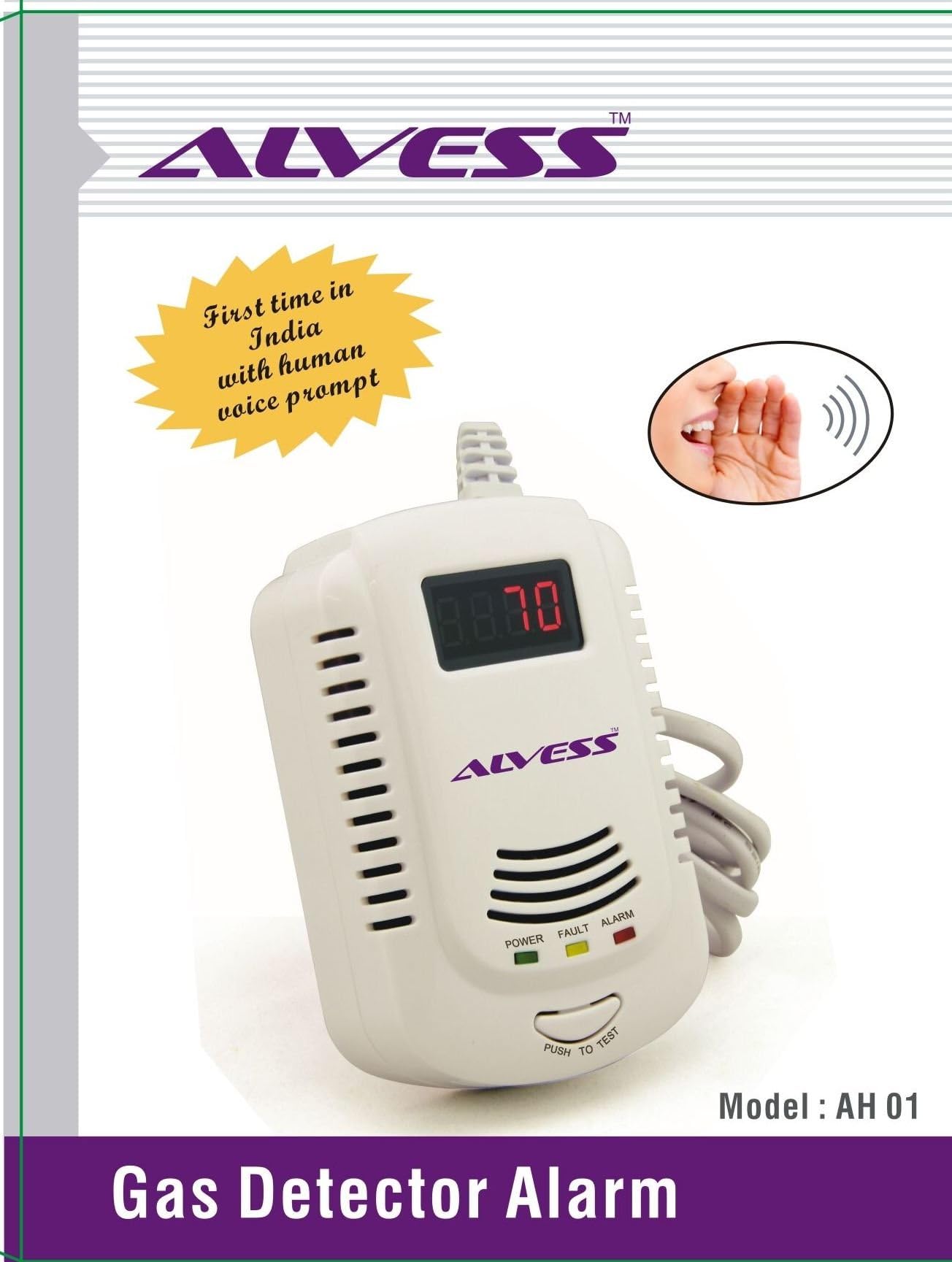 ALVESS Bamboo Derived Rayon Gas Detector Alarm (3-Inch, White)