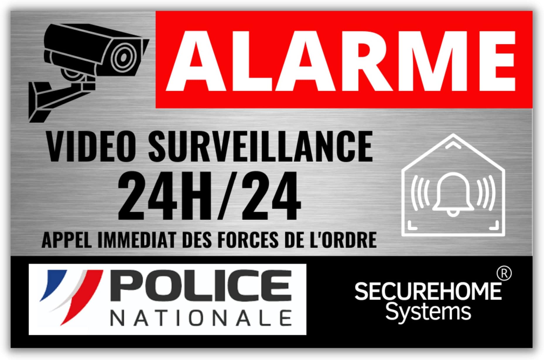 EVM 4 Panneaux Alarme Vidéo Surveillance Autocollants Signalisation