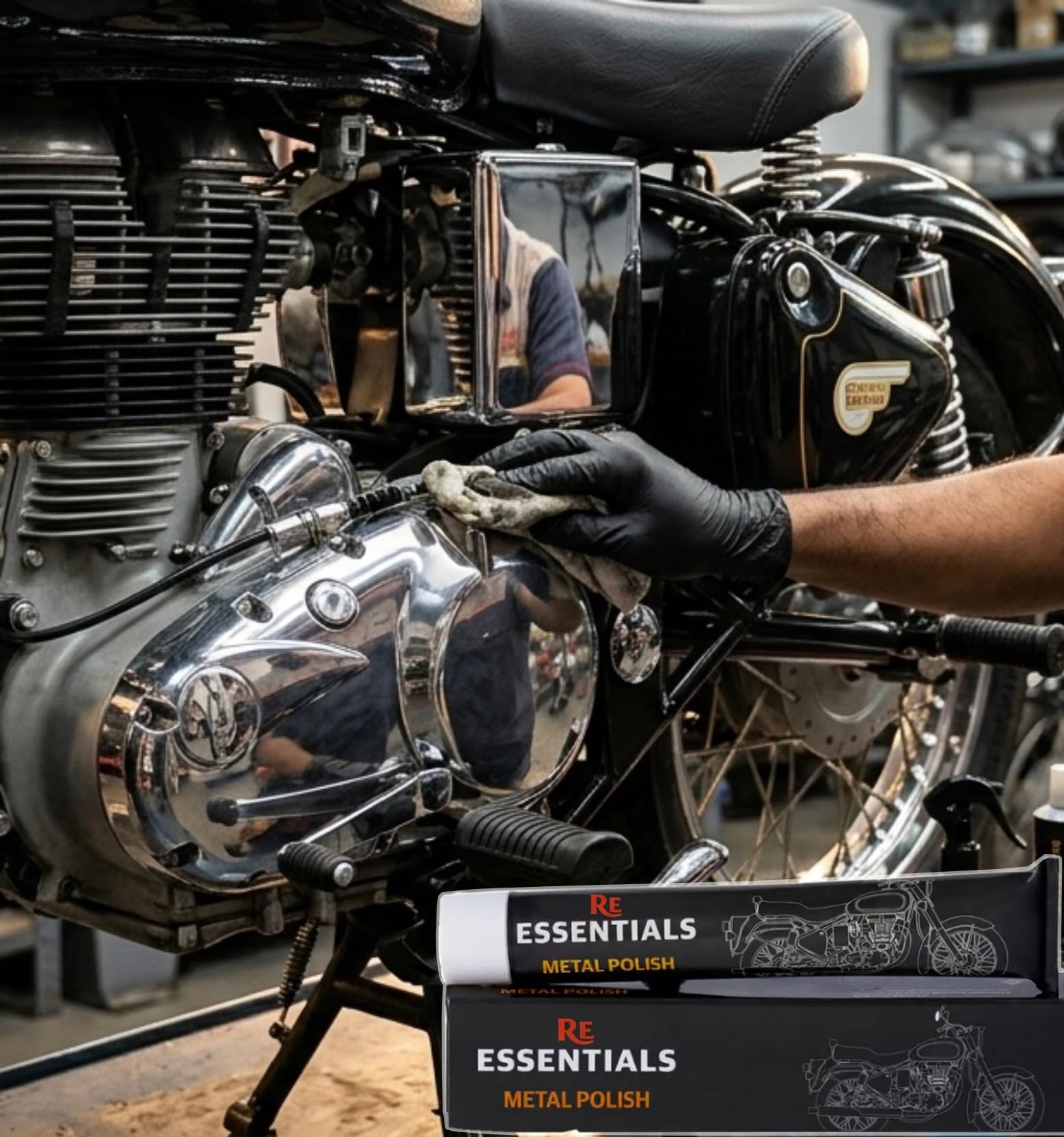 Metal Polish Cream for Bike & Car | Bullet Engine, Silencer & Chrome Parts Shine | Removes Rust, Oxidation & Scratches | Long-Lasting Mirror Finish (15G)-image-3