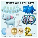 ARV ZONE Jungle Safari Theme 2nd Birthday Decoration Kit, 3D Elephant Foil Balloon with Blue White Gold Chrome Balloon Garland Arch Kit for 2 Years Birthday (ELEPHANT 2) gallery image