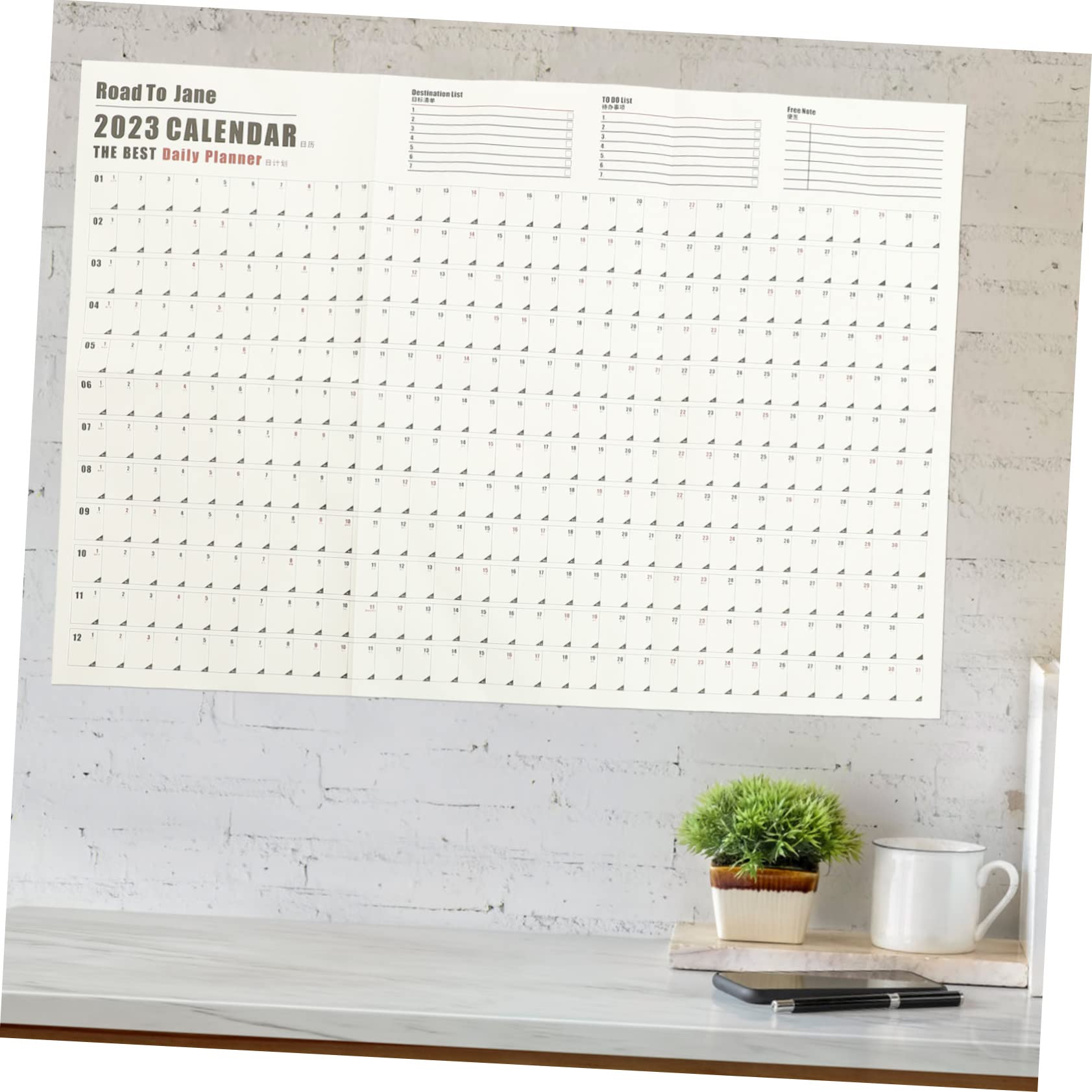 Tofficu 5pezzi Calendario Muro Pianificatore Annuale Carta Design Semplice e Fresco Per Pianificazione Quotidiana e Obiettivi Annuali
