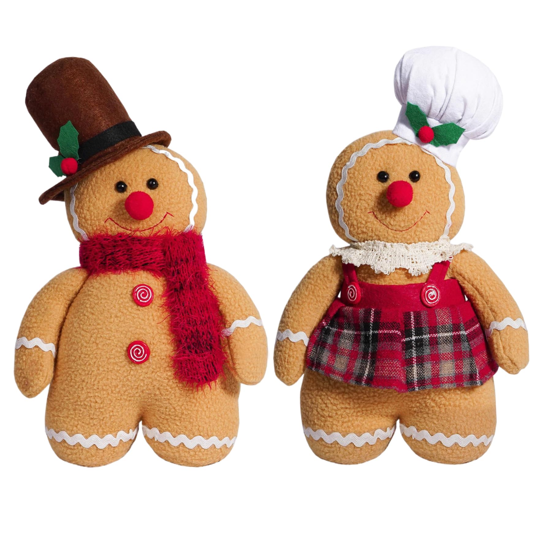 Décorations de Noël en pain d'épices en tissu haut de gamme, ornements cousus main, 2 pcs