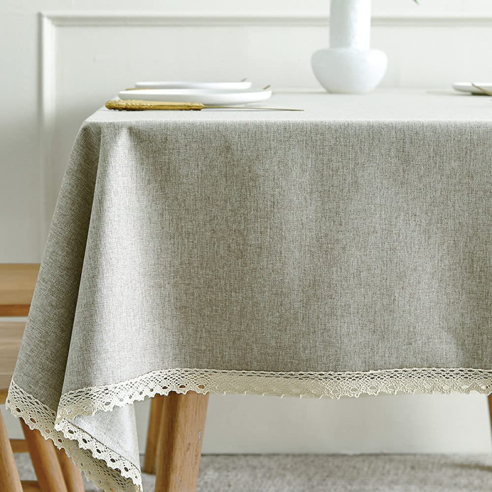 Nappe rectangulaire grise pour salle à manger et terrasse d'été au style vintage