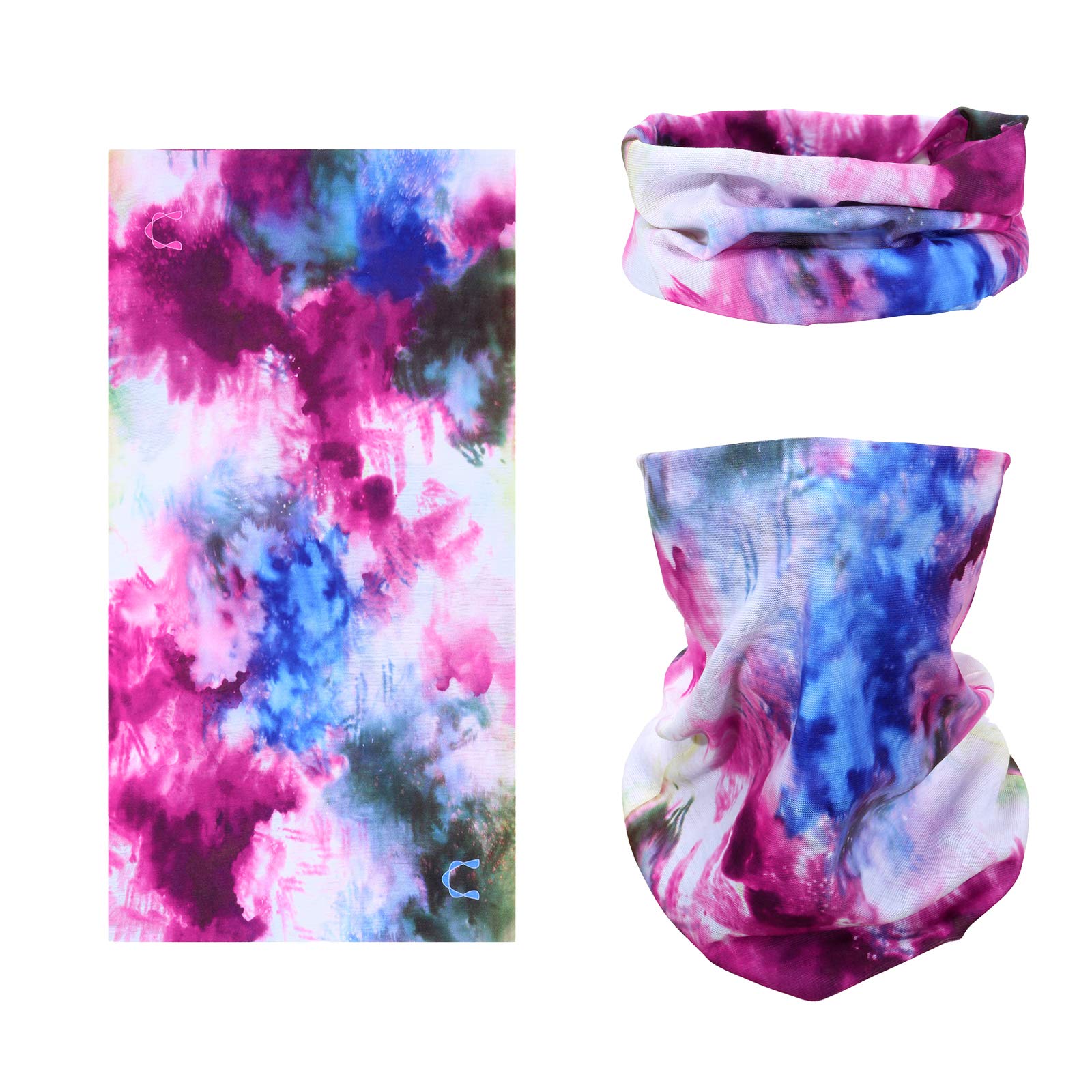 SMEHCF Novelty Seamless Bandana Balaclava Face Cover Mask Shield Neck Gaiter Reusable Breathable Dustproof Windproof Unisex Red Blue White Color Paint