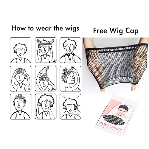 Miniatura 9 de Peluca negra para hombre, peluca rizada de longitud hasta el hombro, parte media, peluca negra para cosplay, fiesta de Halloween