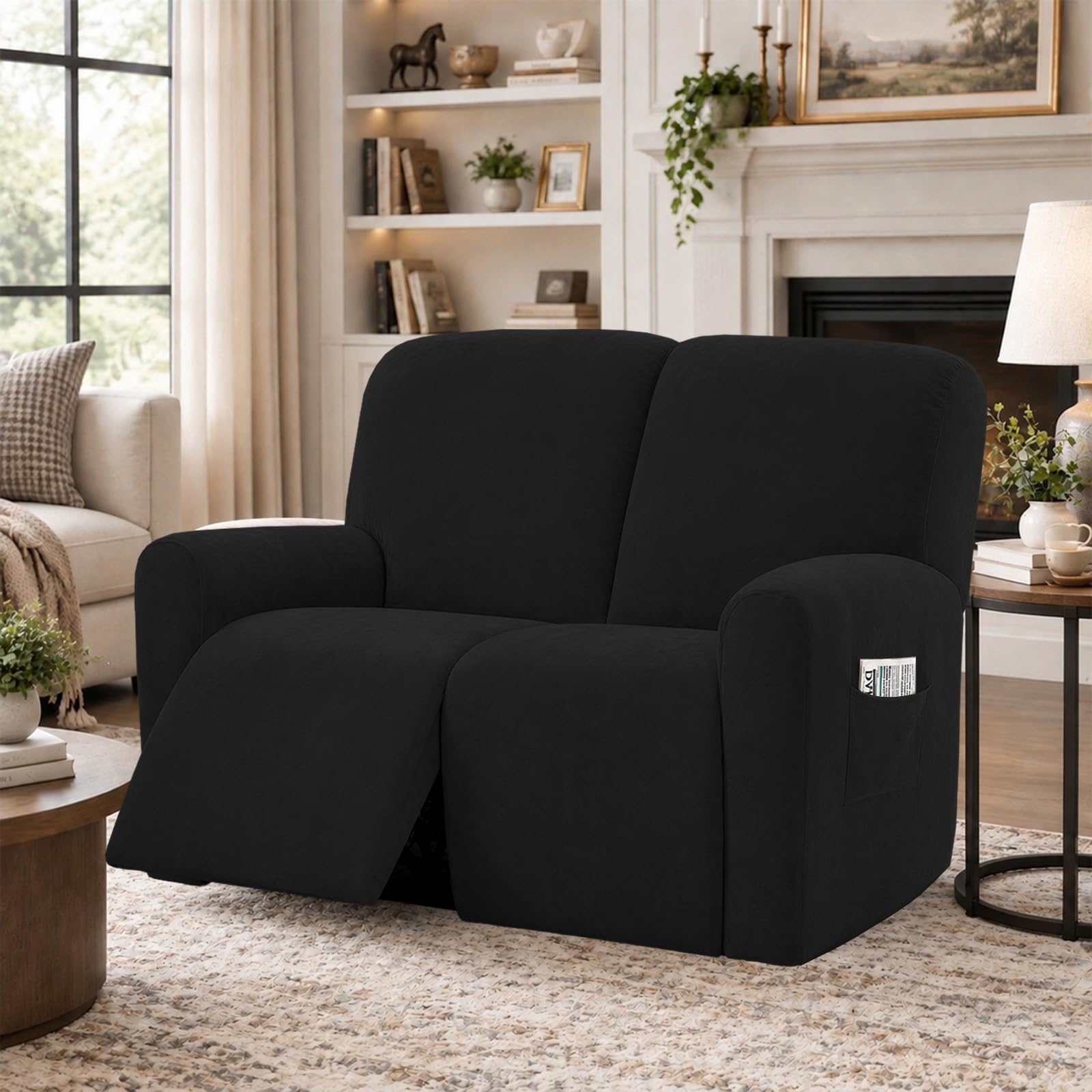 Stretch Velvet Recliner Sofa Cover, 2-Seater Recliner Chair Cover — image 1