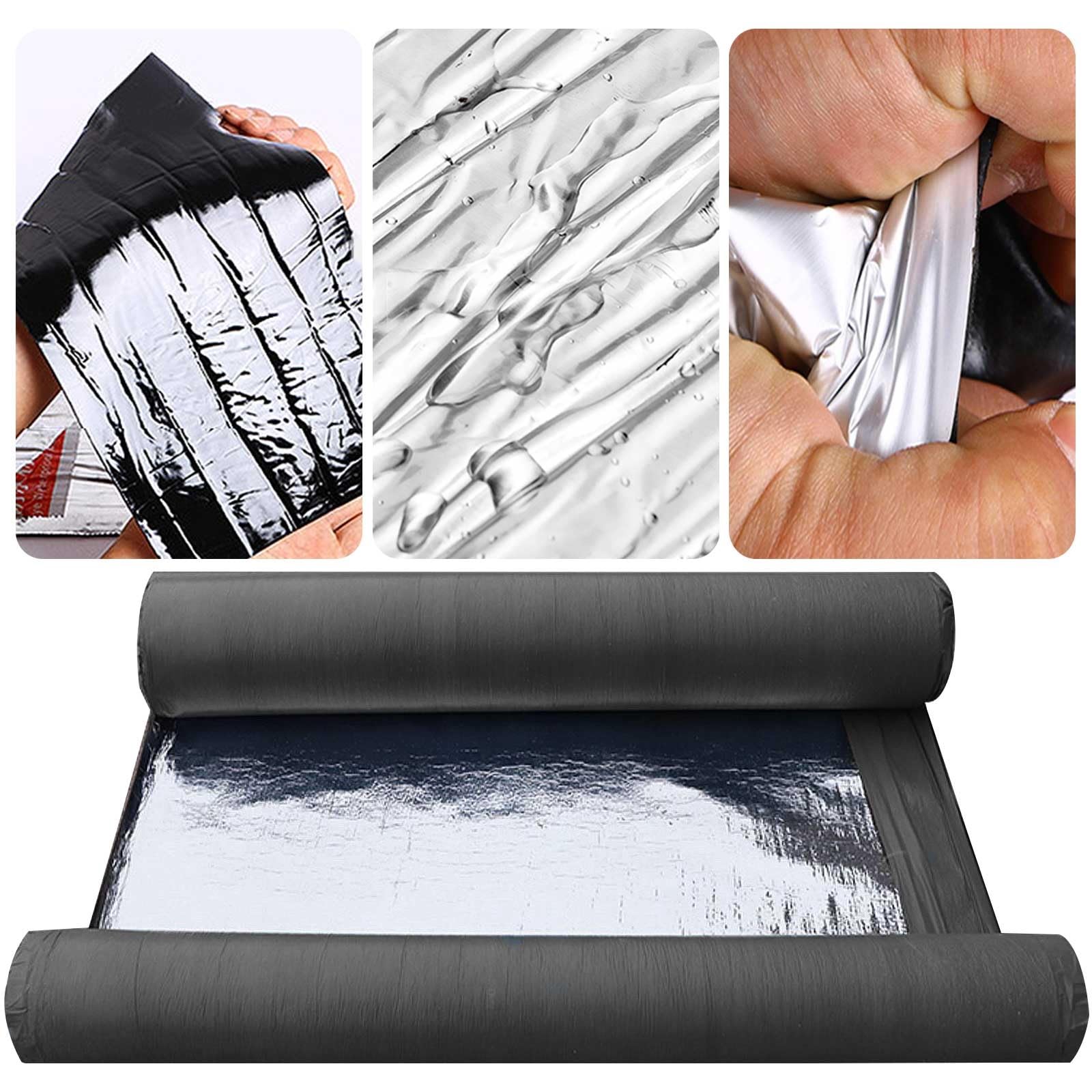 Cinta de Reparación de Techos de Asfalto Cinta Selladora de Parche Impermeable Cinta Bituminosa de Papel de Aluminio Tira de Sellado de Techos de 1,5/2,0 mm Fieltro para Techos de Cobertizo(Silver 1.5