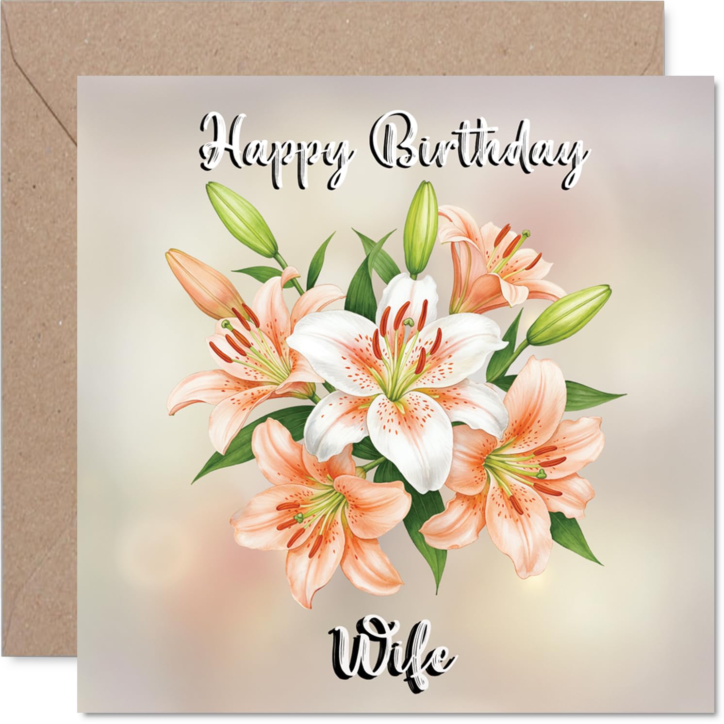 Wife Birthday Card, Floral Flowers
