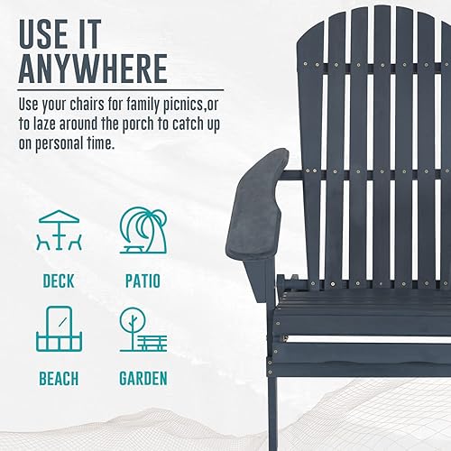 Miniatura 7 de FDW Silla Adirondack plegable, silla de patio para todo tipo de clima, silla para fogata al aire libre para patio, césped, jardín, patio trasero,