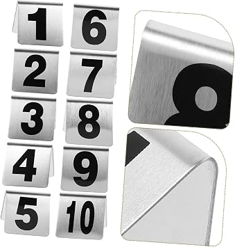 10Pcs Table Order Numbers Tent Style Stackable Digital Table Number Plate Restaurant Reception Number Stands Signs for Centerpiece, Reception, Decoration, Party, Anniversary, Event (1-50)(41-50)