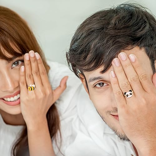 Miniatura 6 de Juego de 9 anillos giratorios giratorios para ansiedad, anillos giratorios para ansiedad, apilables, giratorios, calmantes, ajustables para mujeres,