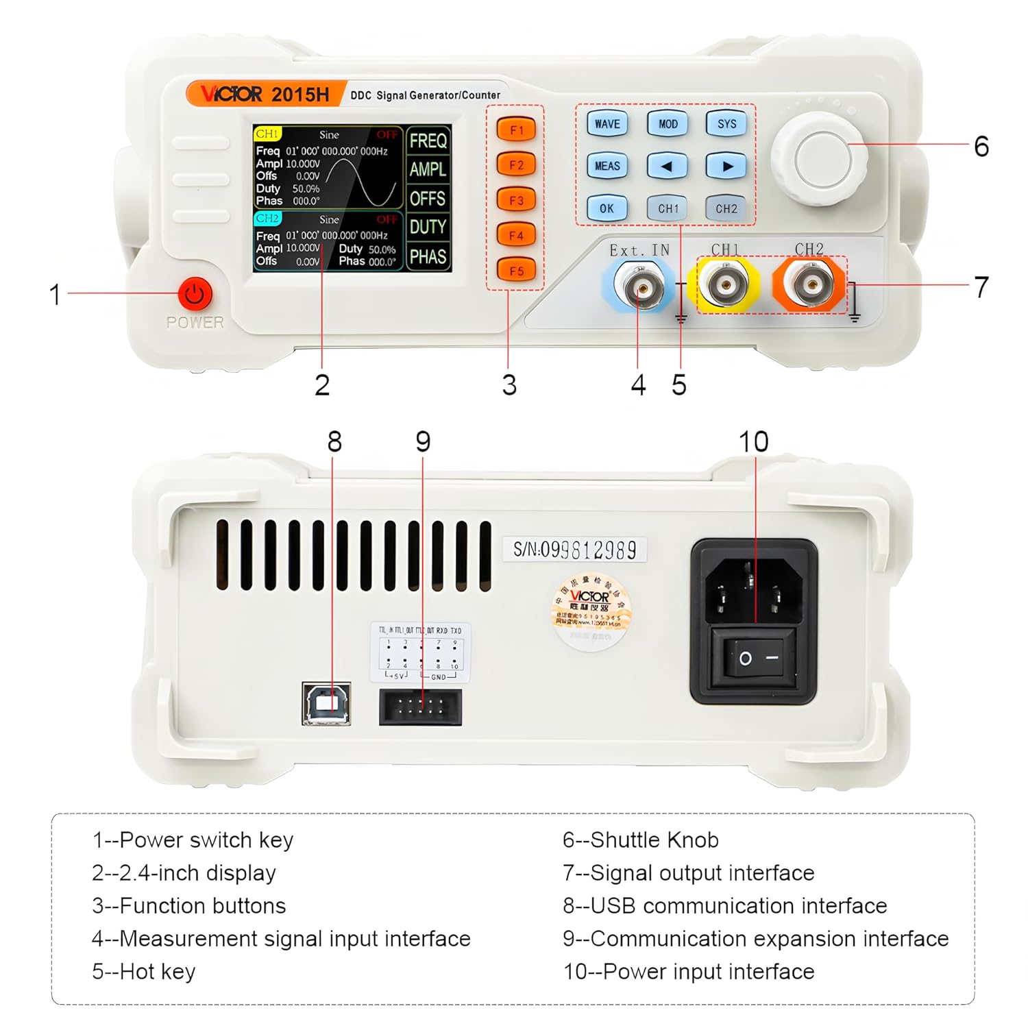 2015H 2040H 2060H Sine Wave 15/40/60MHz DDS Digital Signal Generator Dual-channel USB 2Vpp-20Vpp Range Function Generator(RUOSHUI 2060H)