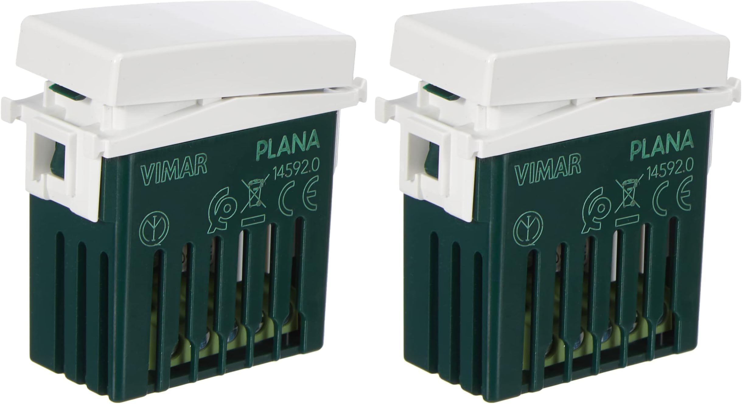 Vimar 14592 Plana Deviatore connesso VIEW Wireless con uscita a relè, per lampade, trasformatori e controllo remoto con doppia tecnologia Bluetooth 5.0 e Zigbee 3.0 (Confezione da 2)