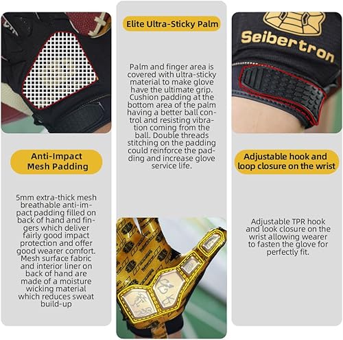 Vista 36 de Seibertron Pro 3.0 Elite - Guantes de fútbol para jóvenes y adultos Tamaño adulto rojo