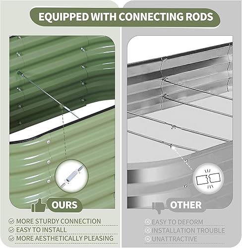 Miniatura 3 de Permade Cama de jardín elevada galvanizada  Cajas de metal de 4 x 2 x 1.4 pies para exteriores  Kit de cama elevada de acero ovalado para jardinería