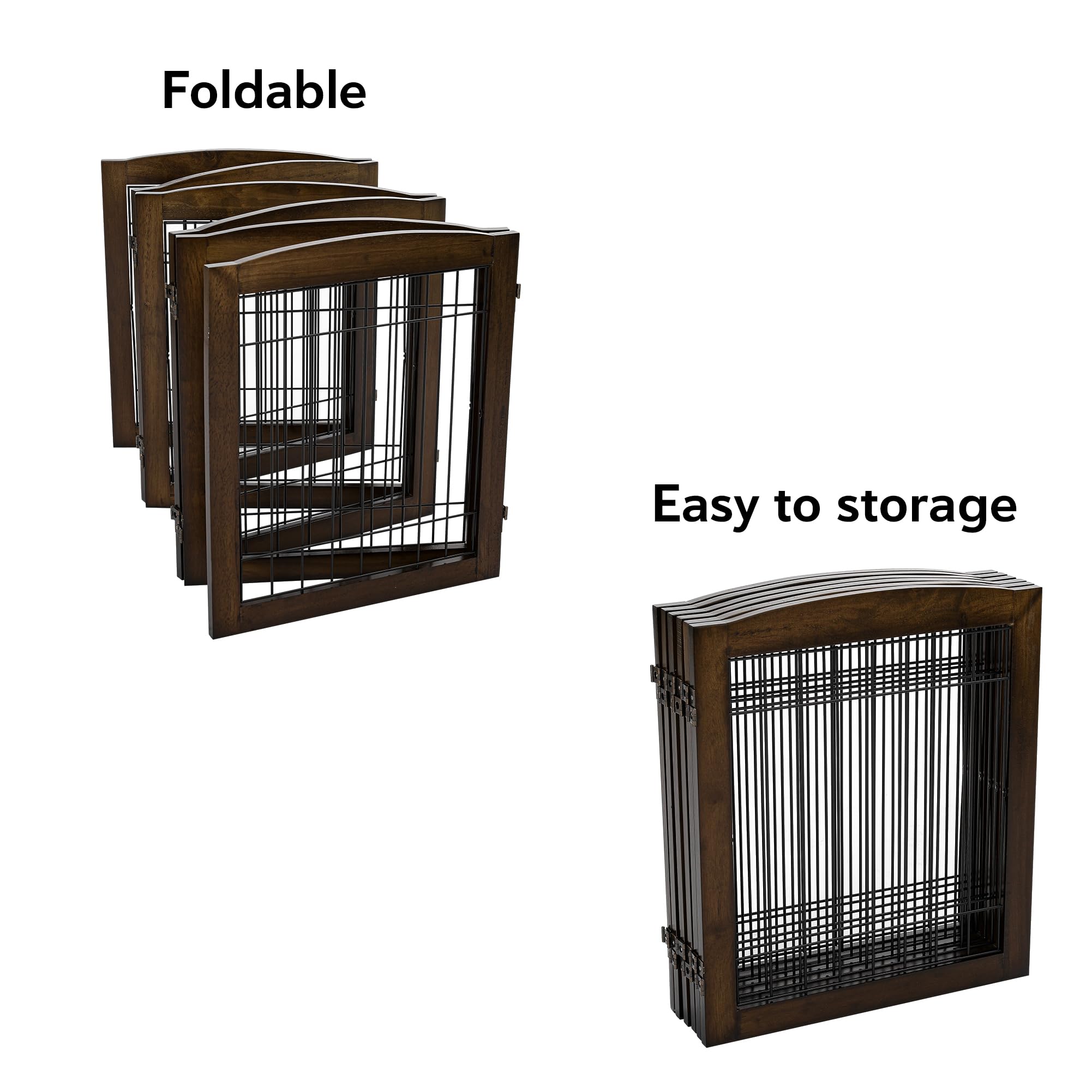 LZRS Sturdy Wood Pet Gate, Freestanding Wire Pet Dog Gate Safety Fence