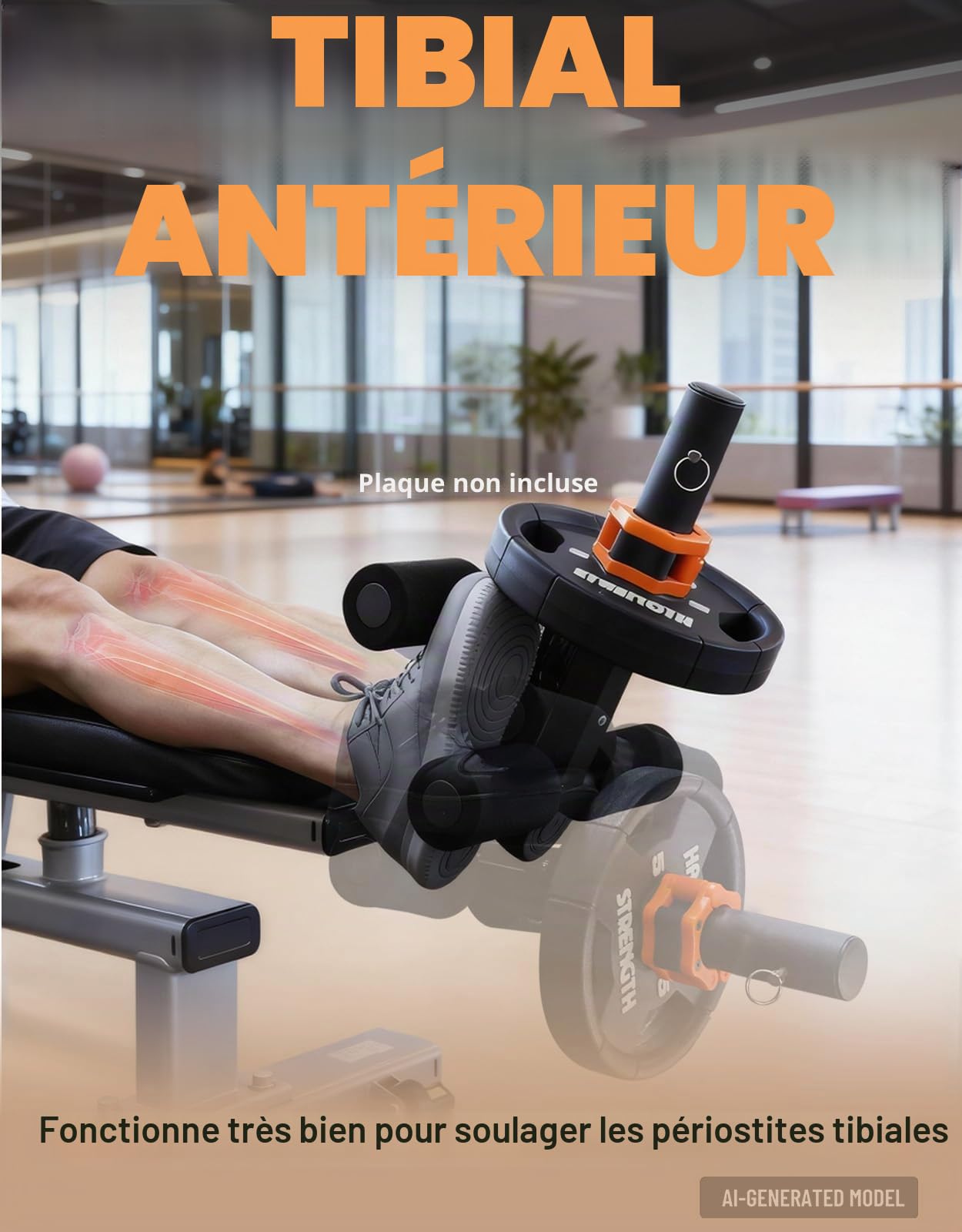 Fitarc Tib Bar, Tibialis Trainer, Tibia Dorsi Calf Leve, Genoux au-Dessus des Orteils Équipement pour renforcer Les Mollets, Tibias, Chevilles, s'adapte aux plaques de Poids Olympiques de 2,5 cm ou