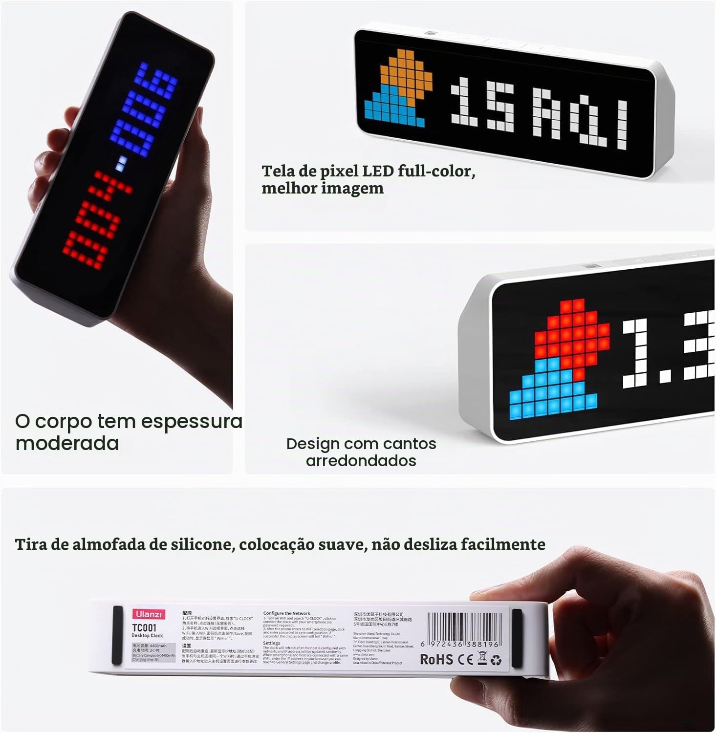ULANZI TC001 Smart Pixel Clock - Contador de mídias sociais
