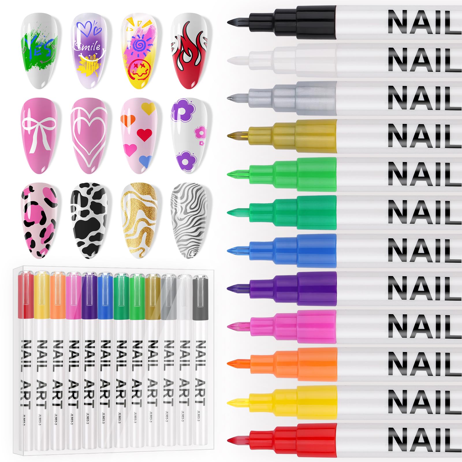 EBANKU 12 Color 3D Nail Art Pens Set