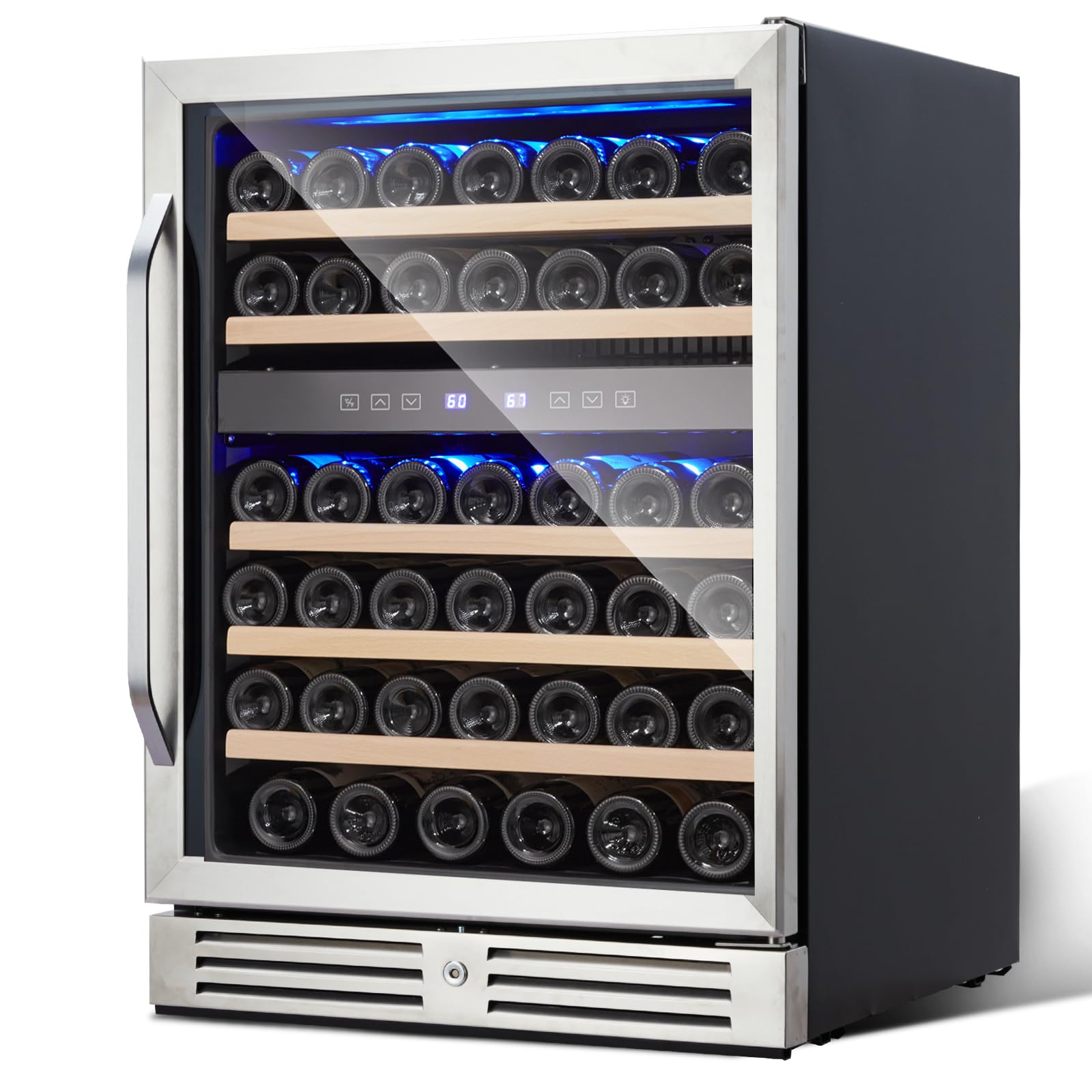 PioneerWorks MEINY-46BT 46 Bottles Wine Cooler, Silver, Black