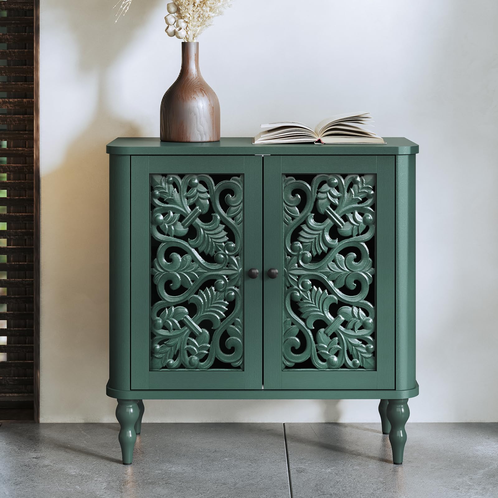 HOLTICO Sideboards for Living Room, Hollow Green Sideboard Storage Cabinet