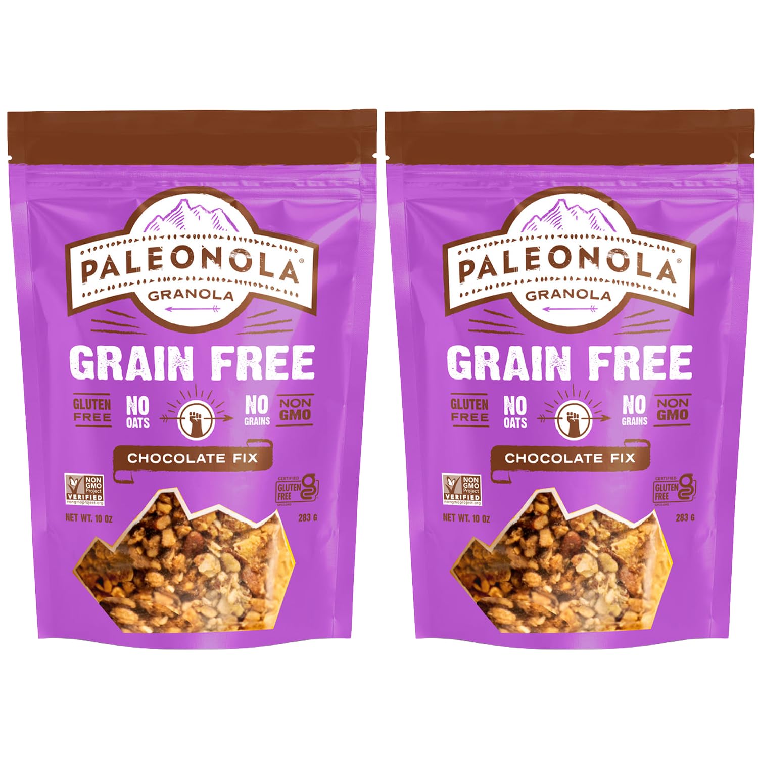 Paleonola Grain Free Gluten Free Non-GMO Granola, Chocolate Fix Flavor - Pack of 2, 10 Oz. ea.